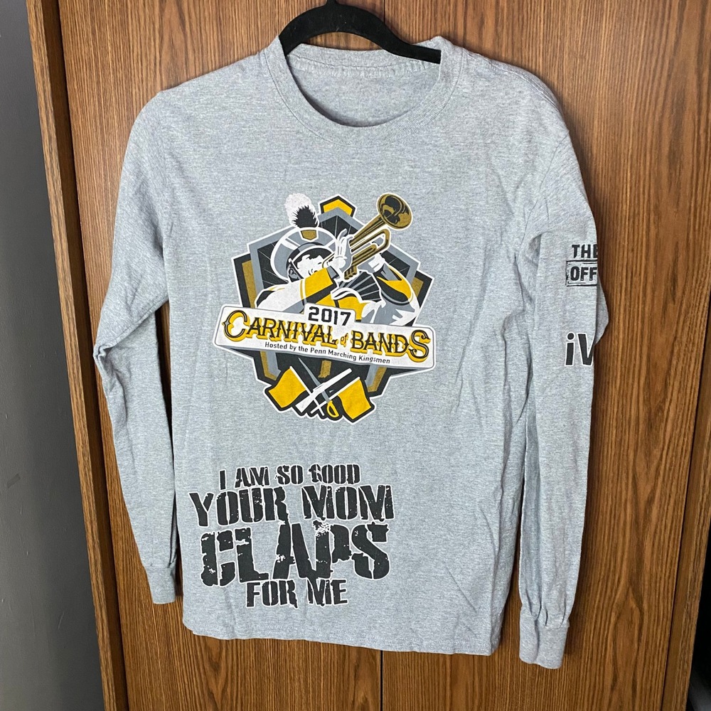 Gildan Carnival of Bands Shirt Mens‎ Small Gray Long Sleeve 2017 Graphic Tee